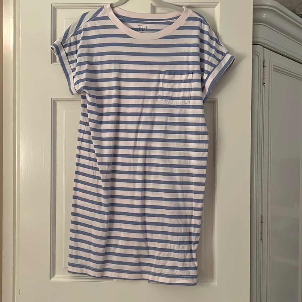 Gap Size XS blue white stripe t-shirt dress
